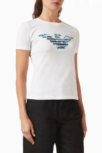 Eagle Logo-print T-shirt in Stretch Jersey