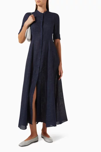 Shirt Midi Dress in Linen Chambray