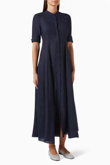 Shirt Midi Dress in Linen Chambray