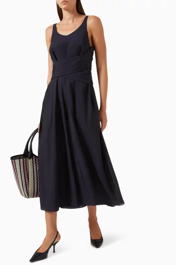 Wrap Waist Midi Dress