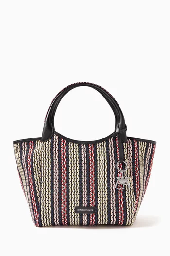 Shopping Tote Bag in Interwoven Faux Leather