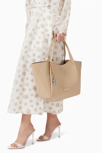 Shopping Tote Bag in Croc-embossed Faux Leather