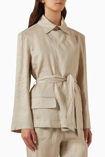 Panel Shirt Jacket in Linen