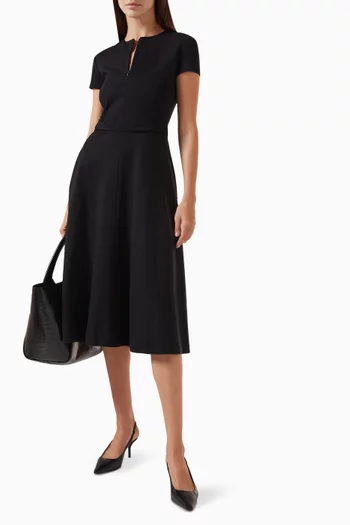 Half-zip Midi Dress in Milano-stitch Fabric