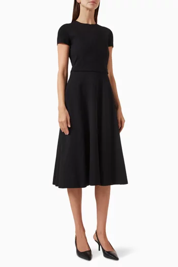 Half-zip Midi Dress in Milano-stitch Fabric