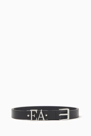 Moulded EA Buckle Belt in Smooth Leather