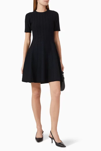 Flared Mini Dress in Jacquard Knit