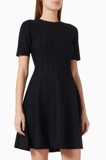 Flared Mini Dress in Jacquard Knit