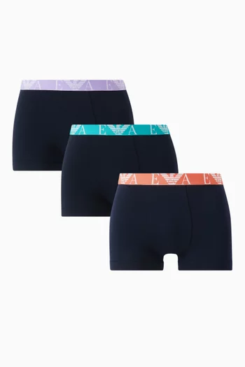 Logo Boxer Briefs in Stretch Cotton, Set of 3