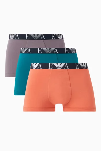 Logo Boxer Briefs in Stretch Cotton, Set of 3