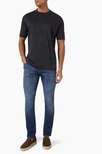 Micro EA Logo T-shirt in Cotton Jacquard
