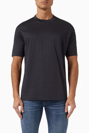 Micro EA Logo T-shirt in Cotton Jacquard