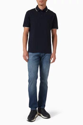 Embroidered-eagle Logo Polo Shirt in Pique-knit