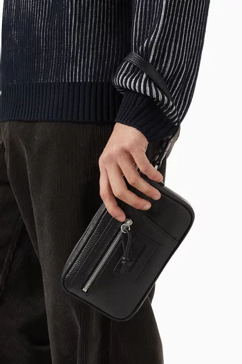 Logo Toiletry Bag in Calf Leather
