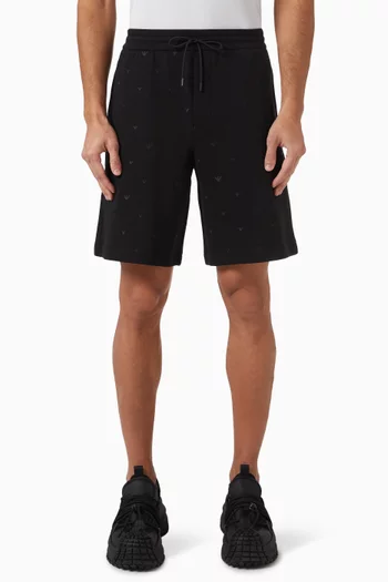 All-over Micro Eagle Logo Shorts in Double Jersey