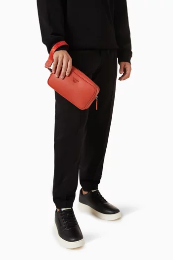 Logo Toiletry Bag in Recycled Faux Leather