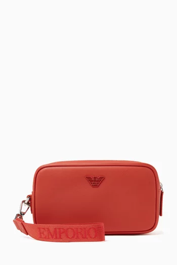 Logo Toiletry Bag in Recycled Faux Leather