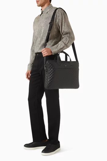 Micro Eagle Logo Briefcase in Leather