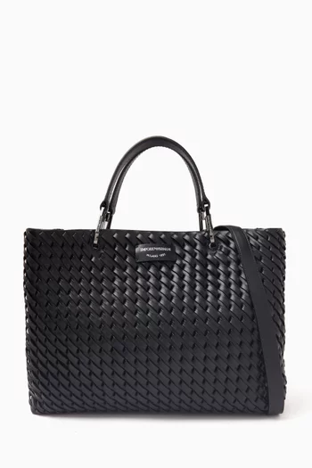 Medium MyEA Shopper Bag in Interwoven Leather