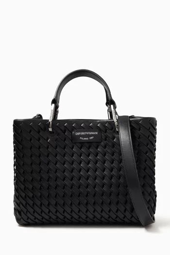 Small MyEA Shopper Bag in Interwoven Leather