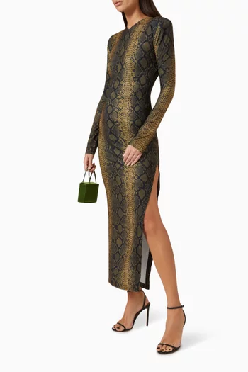 Snake-print Maxi Dress in Poly-lycra