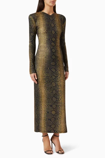 Snake-print Maxi Dress in Poly-lycra