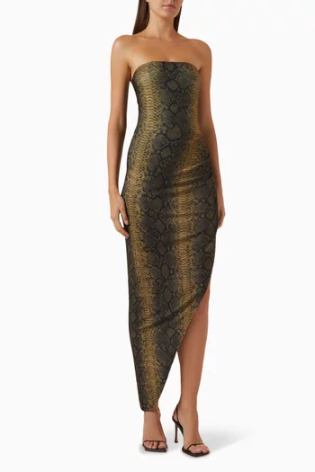 Strapless Side Drape Dress in Poly-lycra