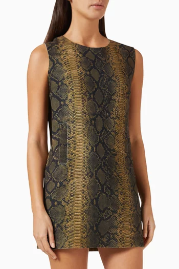 Snake-print Tailored Mini Dress in Poly-lycra