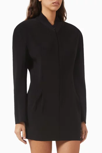 Shoulder Pad Oversized Mini Dress in Poly-lycra