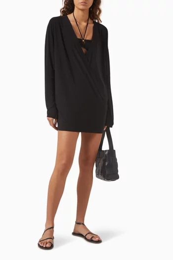 Dolman Wrap Mini Dress in Jersey