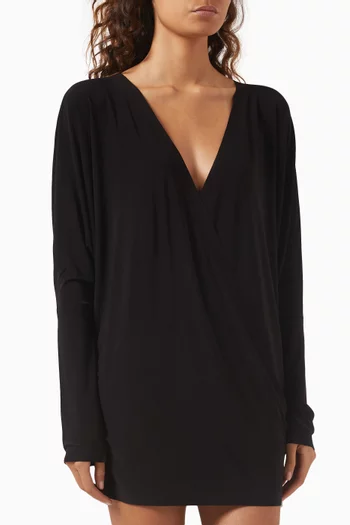 Dolman Wrap Mini Dress in Jersey