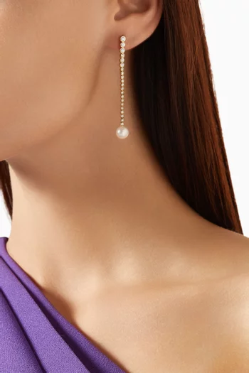 Odile Pearl & Crystal Earrings in 18kt Gold-plated Silver