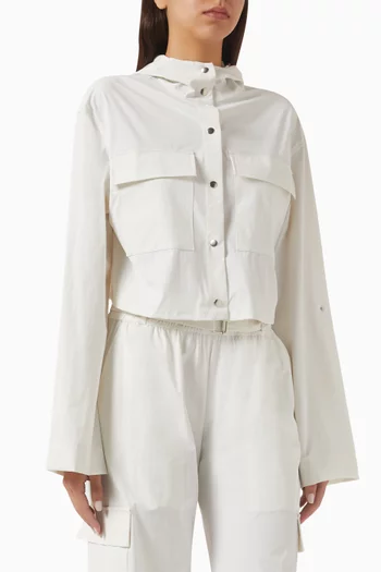 x Mona Kattan Ava Cropped Jacket in Stretch-nylon