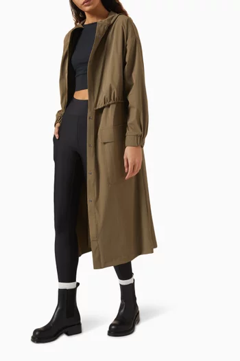 Ava Long Coat in Stretch Nylon