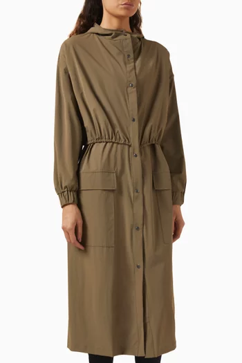 Ava Long Coat in Stretch Nylon