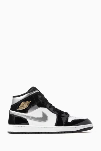 Air Jordan 1 Mid Sneakers in Patent & Smooth Leather