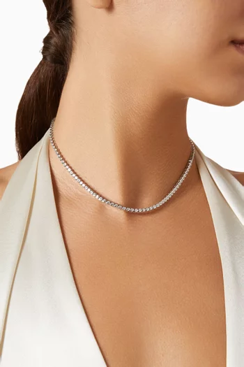 قلادة تنس بحلي مستديرة فضة إسترلينية