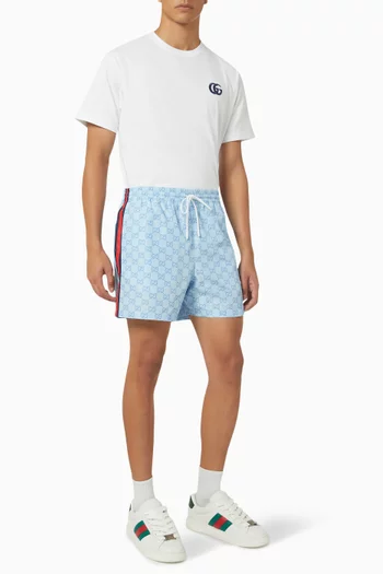 Printed Swim Shorts in Poplin Tech