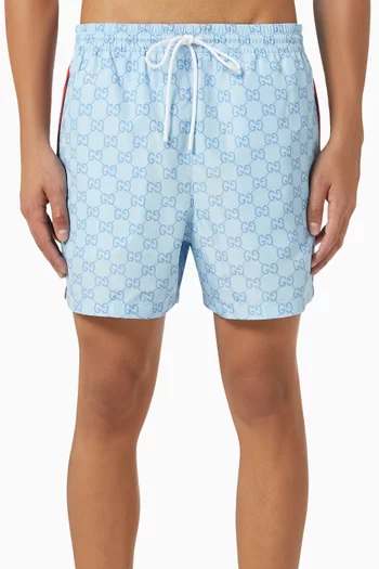 Printed Swim Shorts in Poplin Tech