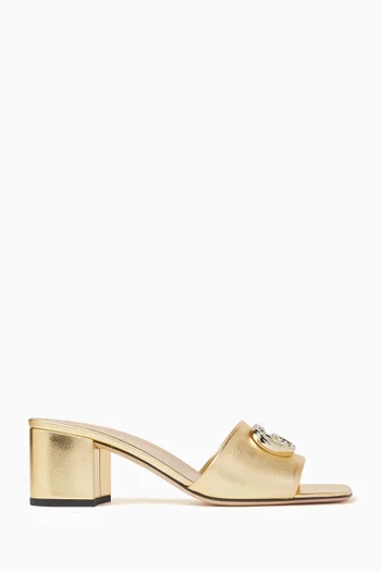 Nojum Double G 55 Sandals in Metallic Leather