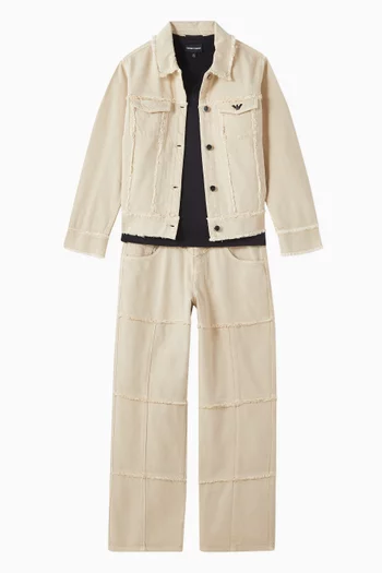 Fringed Button-down Jacket in Denim