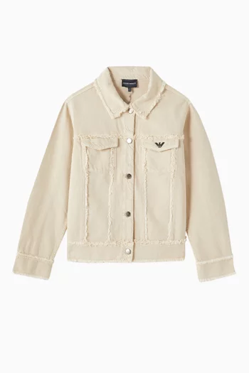 Fringed Button-down Jacket in Denim