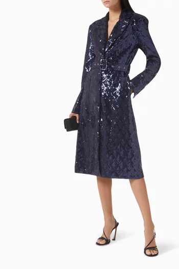 A-line Coat Sequin-embellished Maxi Dress