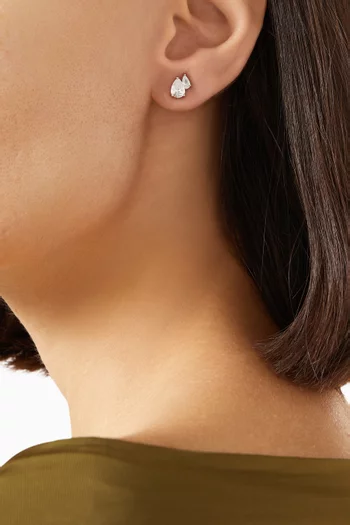 أقراط مرصعة بحجري زركونيا بتصميم كمثرى نحاس مطلي روديوم