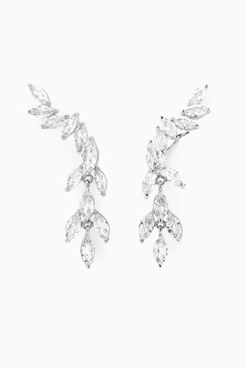 أقراط فاين مرصعة بأحجار زركونيا بتصميم ماركيز نحاس مطلي روديوم