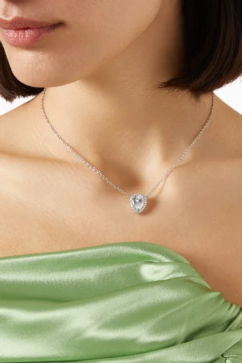 قلادة هالو بدلاية بتصميم كمثرى نحاس مطلي روديوم