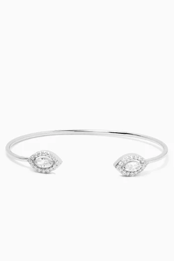 سوار هالو مرصع بأحجار زركونيا ماركيز مدببة نحاس مطلي روديوم