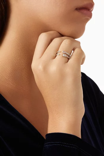 CZ Pear Open Ring iin Rhodium-plated Brass