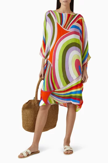Iride-print Midi Kaftan in Cotton