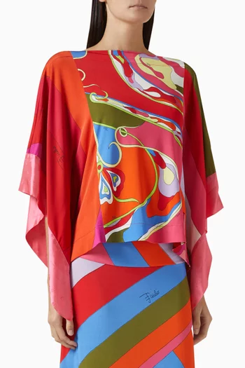Orchidee-print Blouse in Satin-jersey